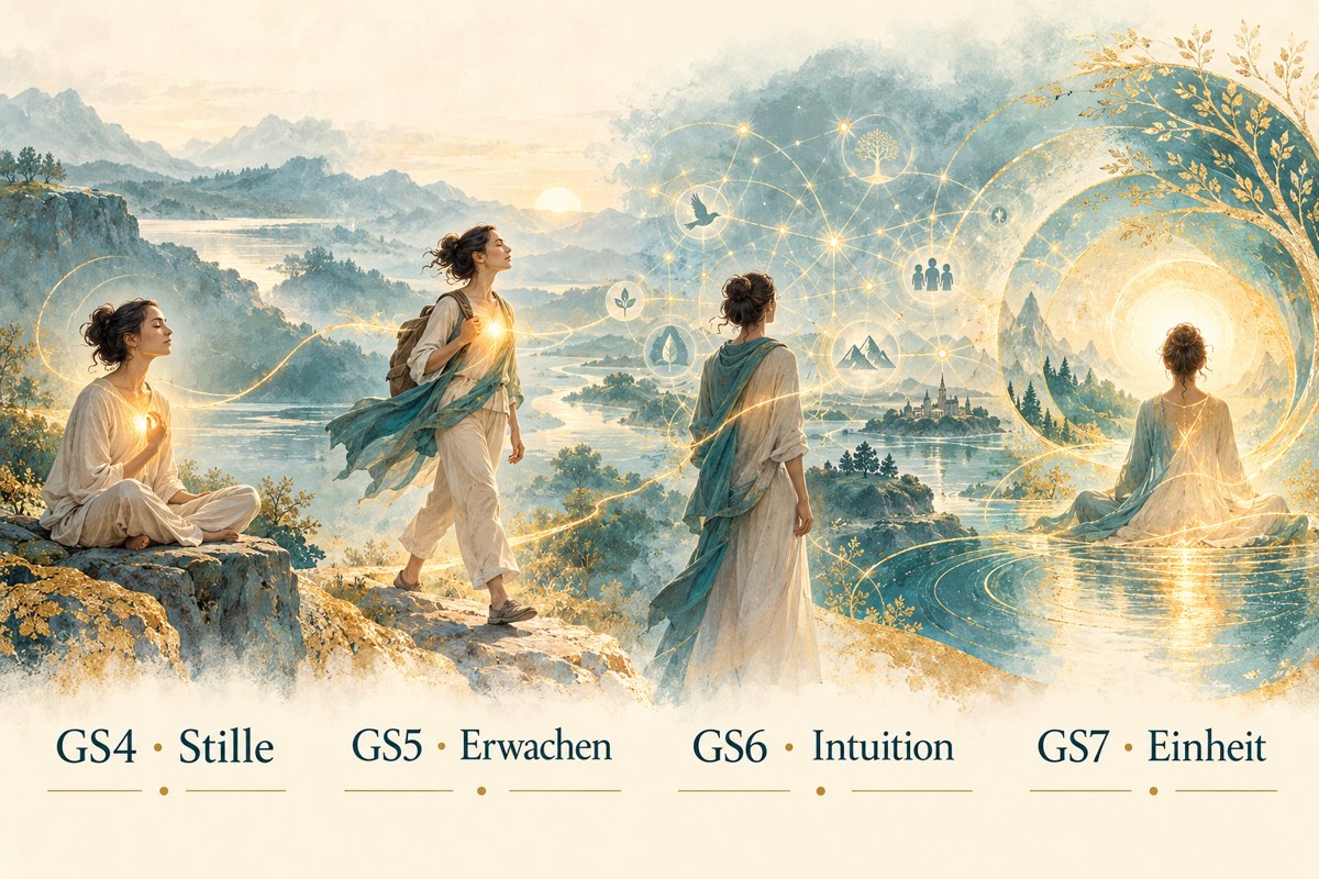 GS4 Stille, GS5 Erwachen, GS6 Intuition, GS7 Einheit
